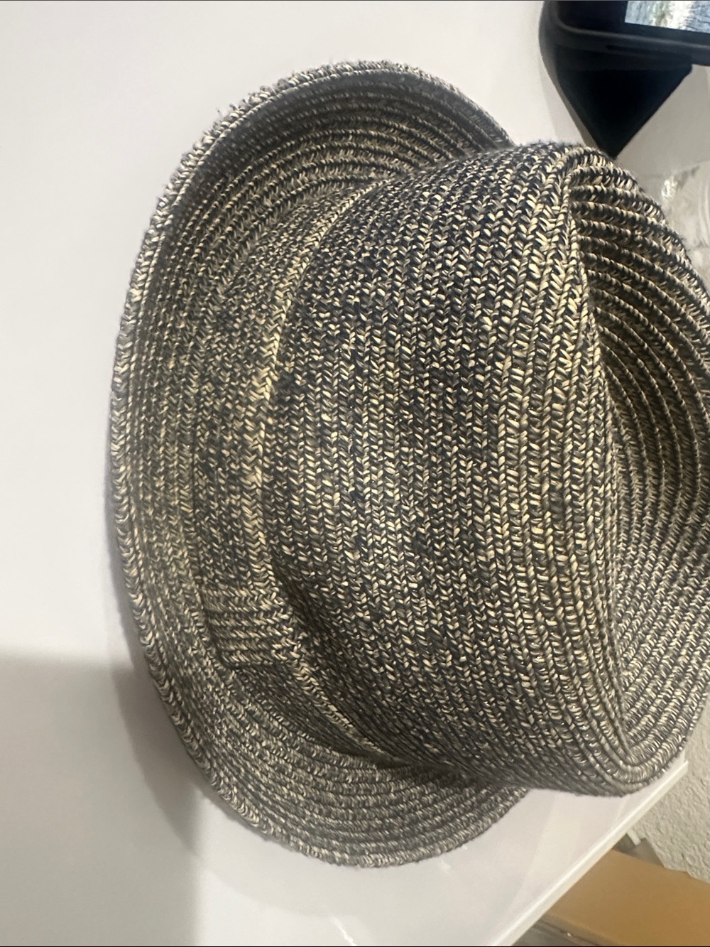 Men's Woven Fedora Hat - Black & Cream